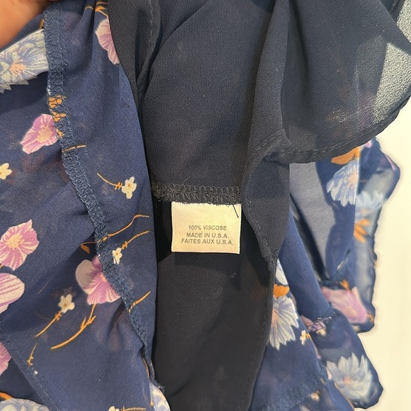 Misa Los Angeles Blue Floral Ruffle Darci Dress Sz S - Picture 7 of 9